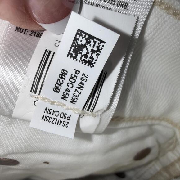 American Eagle White Super High Rise Baggy Wide Leg Ankle Jeans Boho Hippie Sz 0 - Picture 6 of 12